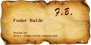 Fodor Balár névjegykártya